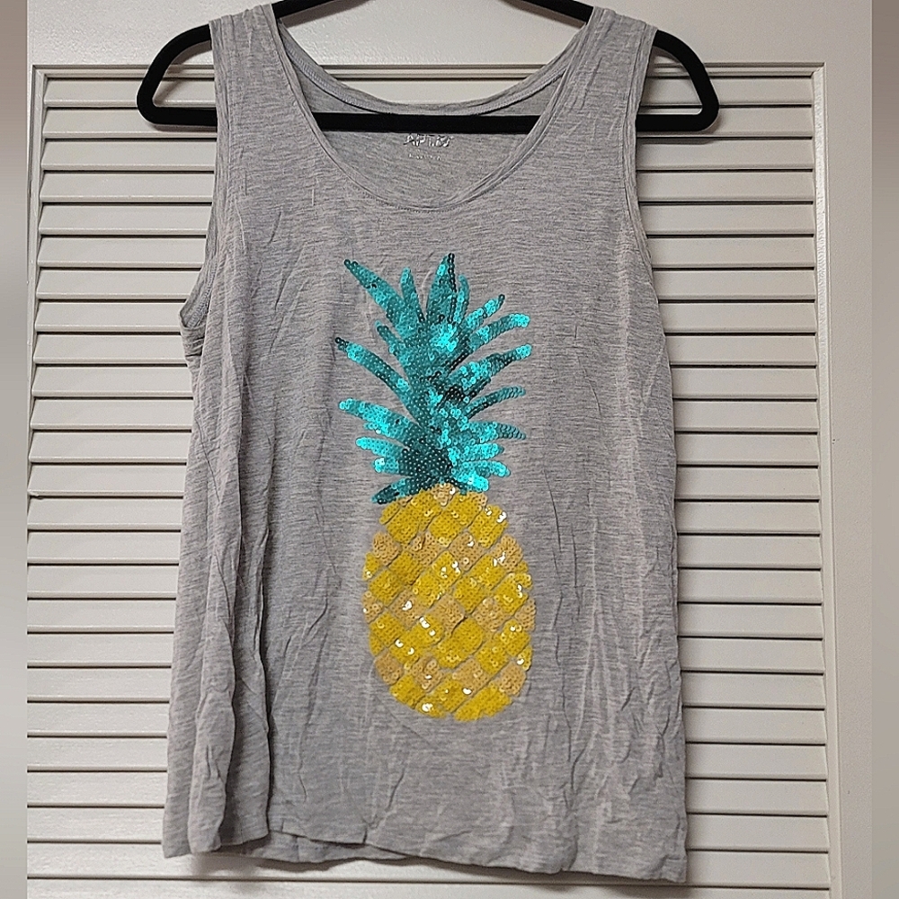 Apt. 9 - Pineapple Sequin Sleeveless Lightweight Top